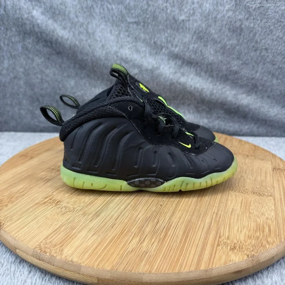 Nike Little Posite One Shoes Toddler Size 9C Black Volt HF0975-001 No Insoles